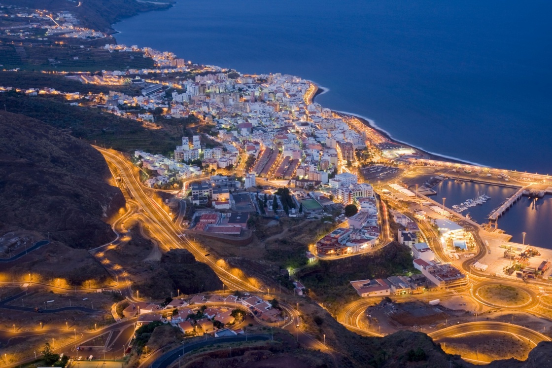 'Aerial night view of Santa Cruz, La Palma' - Canary Islands