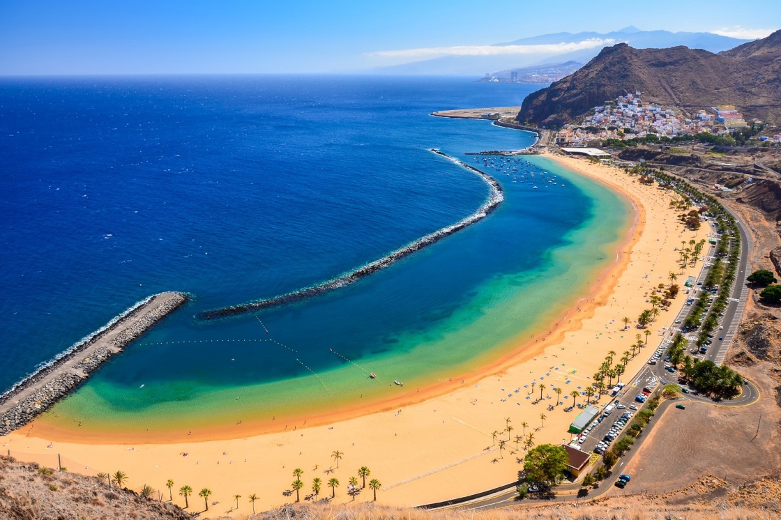 'View of famous beach and ocean lagoon Playa de las Teresitas,Tenerife, Canary islands, Spain' - Canary Islands